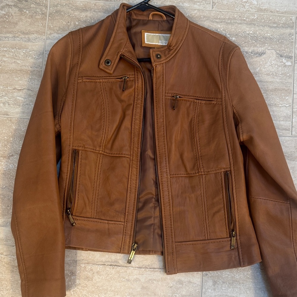 Michael Kors Brown Leather Jacket